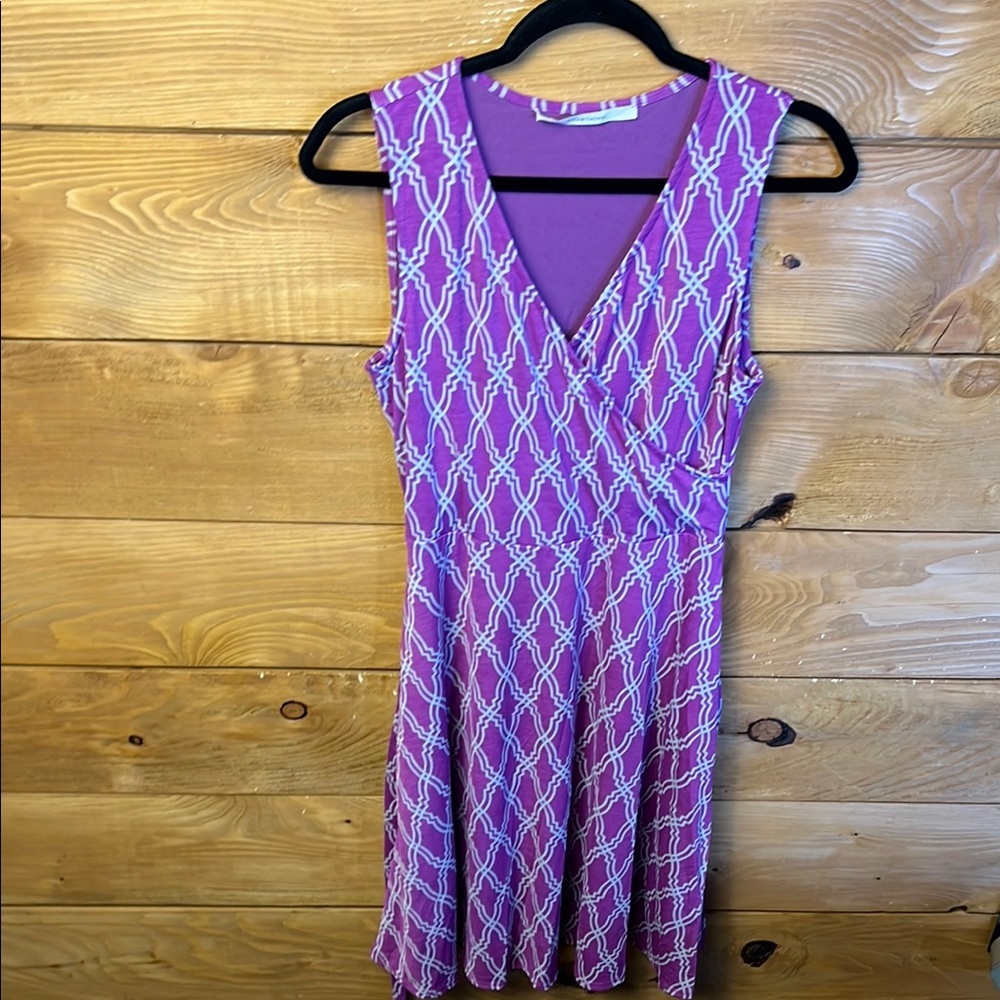 41Hawthorne Women’s Purple Sleeveless Dress vneck Fit&Flare Stretchy pullover M
